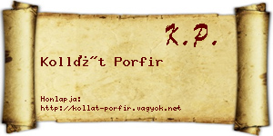 Kollát Porfir névjegykártya
